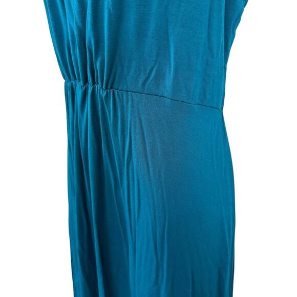 Coldwater Creek Teal Blue Jersey Knit Sleeveless Maxi Dress V-Neck Stretch sz M - Picture 9 of 16